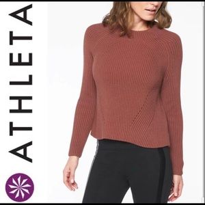 Athleta Rockland Ribbed Sweater Havana Brown S